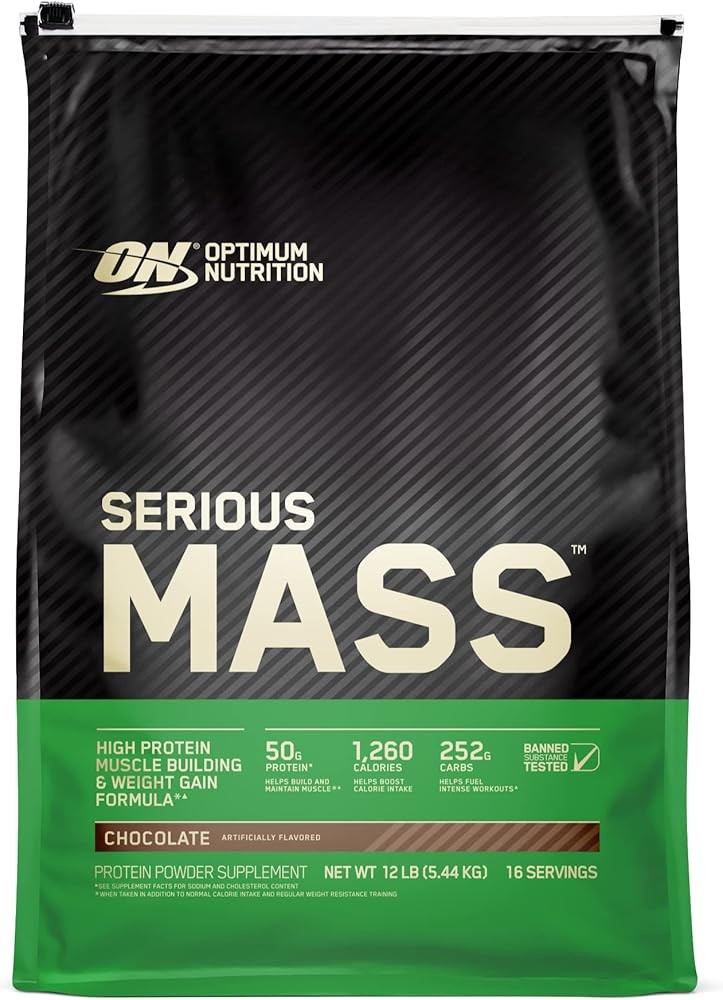Optimum Nutrition Serious Mass, Weight Gainer Protein Powder, Mass Gainer, Vitamin C and Zinc for Immune Support, Cre...
