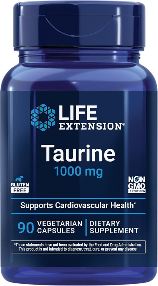 Life Extension Taurine, Pure Taurine Amino Acid Supplement, 1000 mg, 90 Capsules