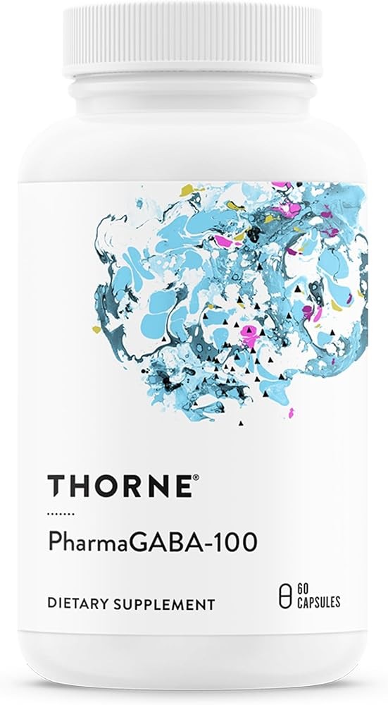 THORNE - PharmaGABA-100 - GABA Supplement - 100 mg Natural Source Gamma-Aminobutyric Acid - Mood and Stress Support Supplement - 60 Capsules