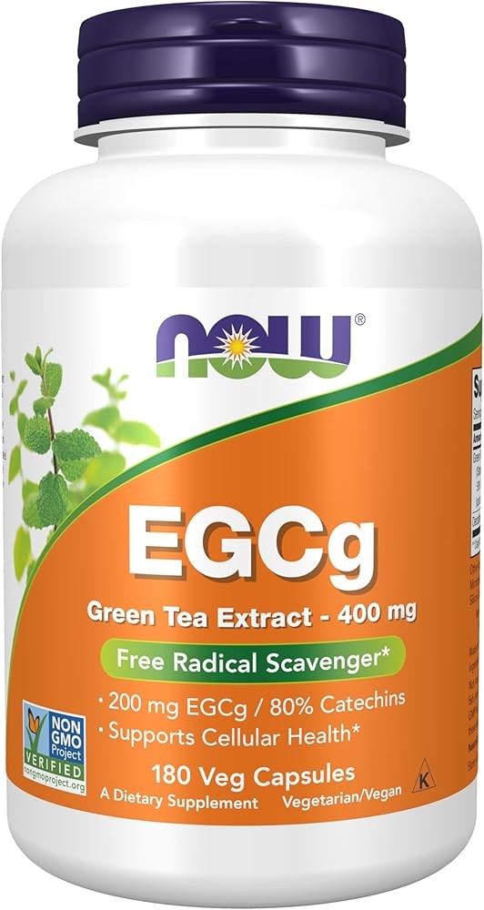 NOW Foods Supplements, EGCg Green Tea Extract ,Dietary,400 mg, Free Radical Scavenger*, 180 Veg Capsules