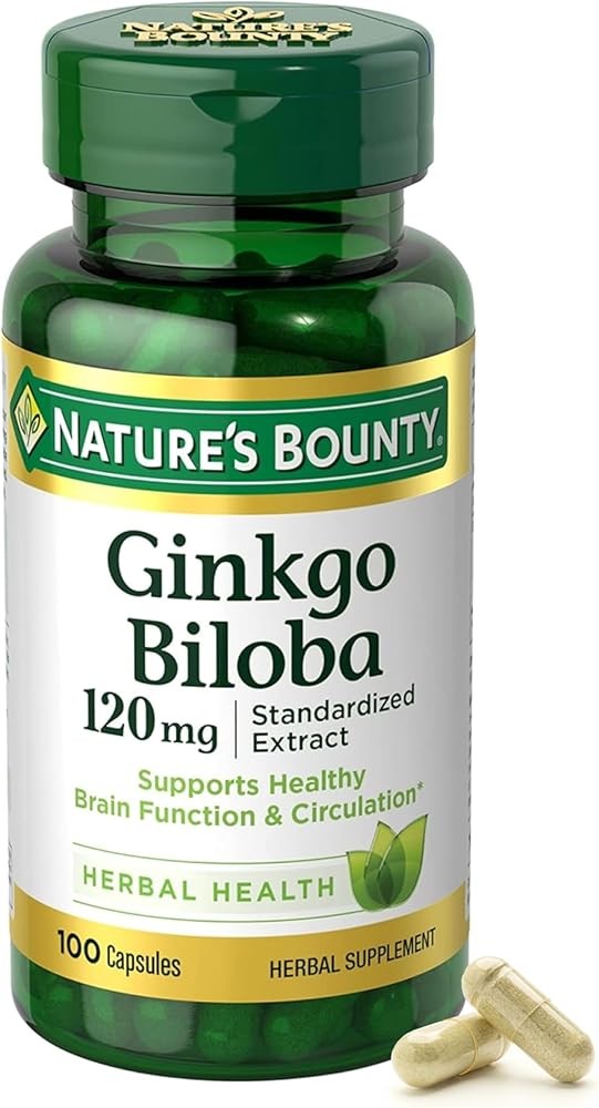Nature's Bounty Ginkgo Biloba Capsules 120mg, Memory Support Supplement, Supports Brain Function and Mental Alertness