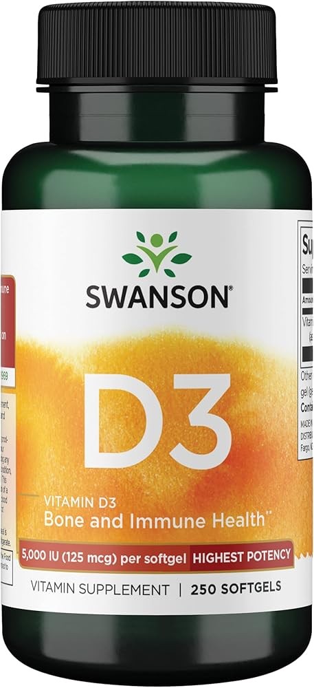 Swanson Vitamin D-3 5000 IU Bone Health Immune Support Healthy Muscle Function D3 Supplement (cholecalciferol) 125 mc...