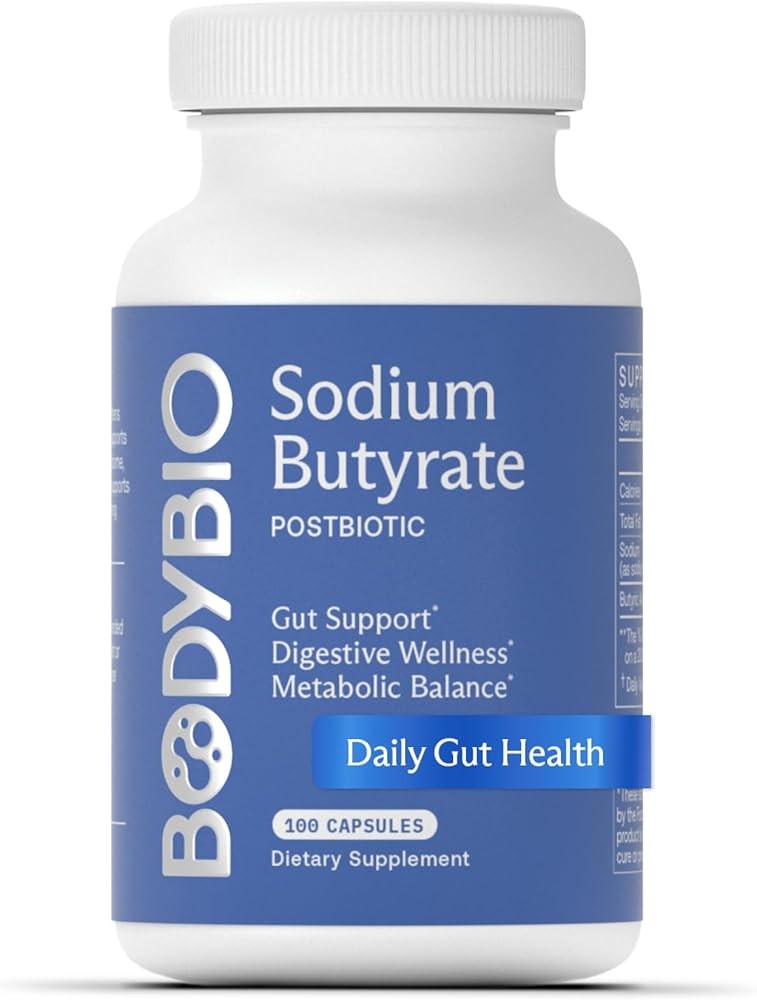 BodyBio Butyrate - Postbiotic for Gut Health, Digestive Support, Bloat, Gas & Constipation Relief, Leaky Gut Repair -...