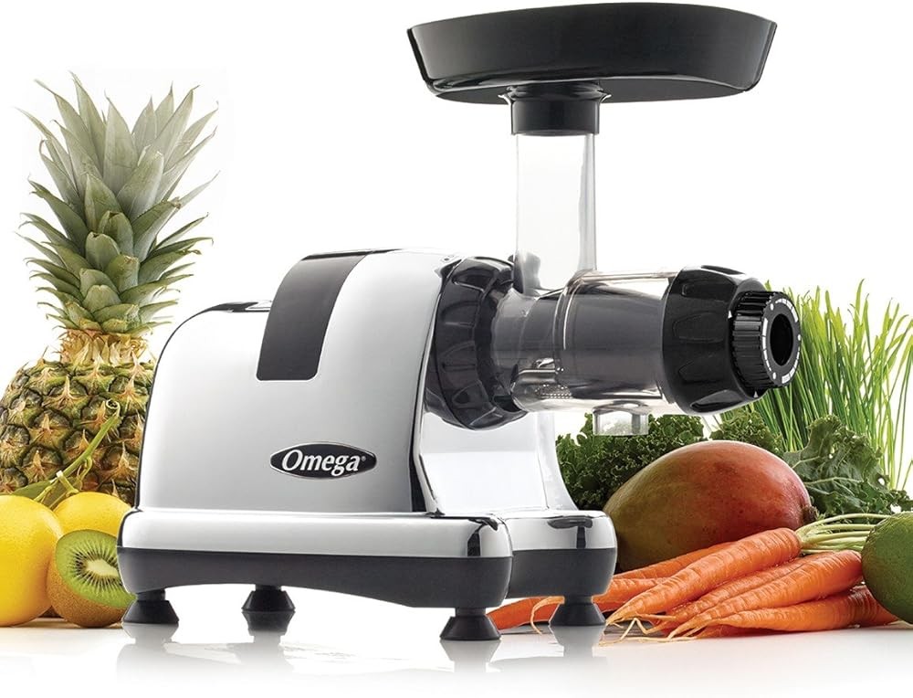 Omega Juicer J8008C Juice Extractor and Nutrition System Quiet Motor Slow Masticating Dual-Stage Extraction Automatic...
