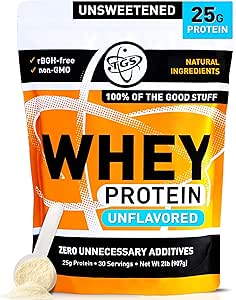 TGS Nutrition Whey Protein Powder Unflavored, Unsweetened - No Artificial Ingredients for Men & Women - 2lb Soy-Free,...