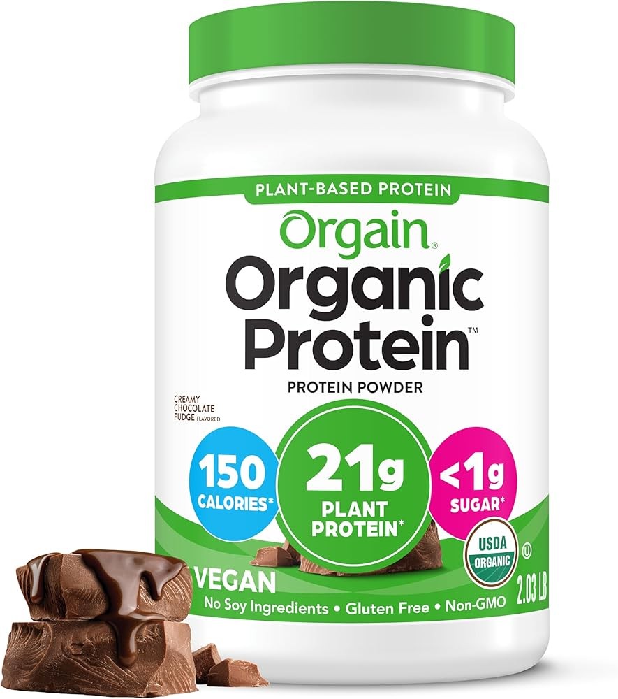 Orgain Organic Vegan Protein Powder, Creamy Chocolate Fudge