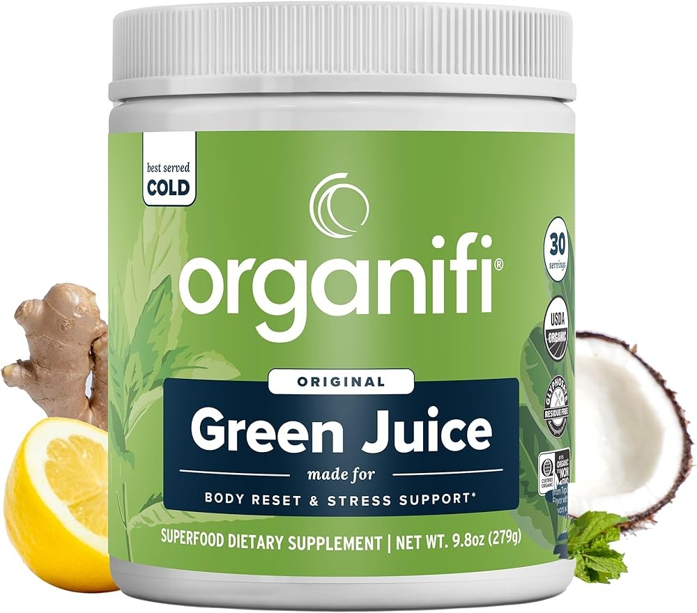 Organifi Green Juice - Powder Supplement with Organic Spirulina, Ashwagandha, and Chlorella - Helps Achieve Fitness G...