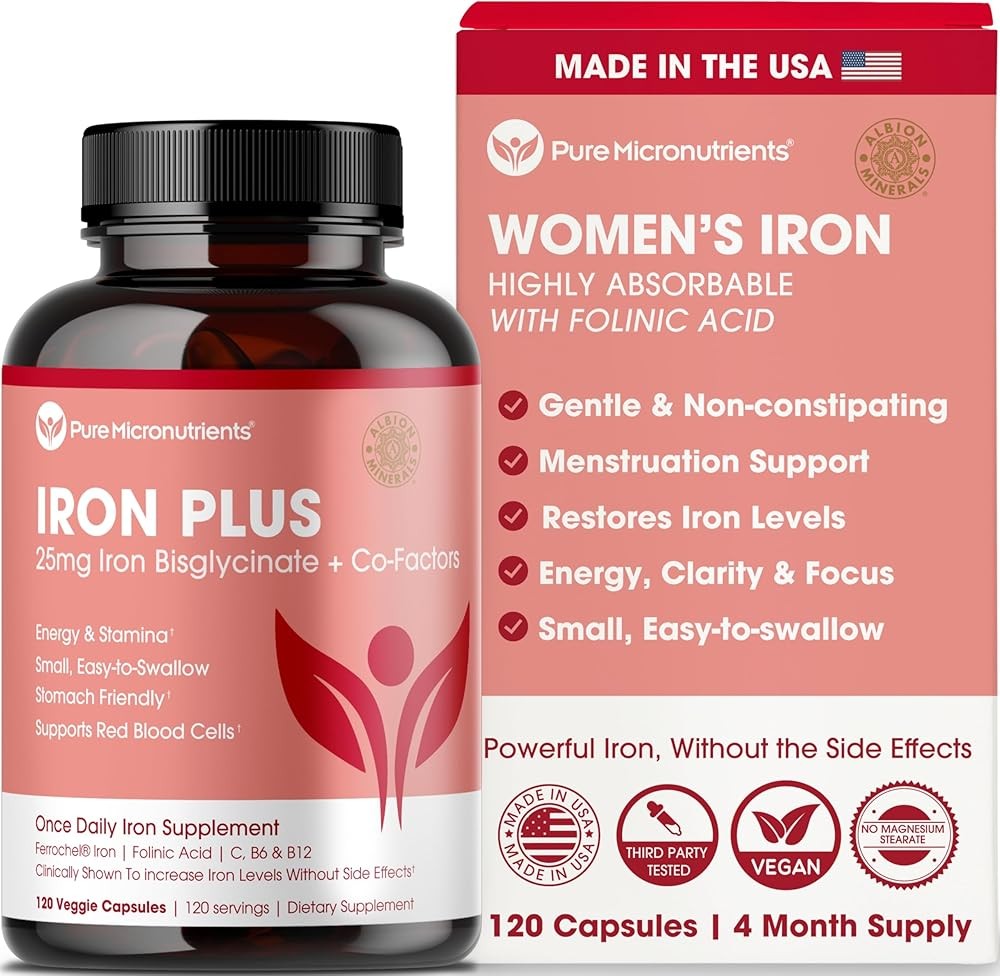 Iron Supplement for Women - Gentle Chelate Iron Bisglycinate 25mg