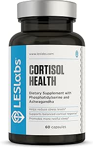 LES Labs Cortisol Health – Stress Relief, Balanced Cortisol Response, Relaxation & Deep Sleep – Phosphatidylserine, M...