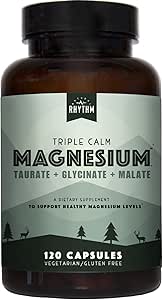 Natural Rhythm Triple Calm Magnesium Complex - 120 Capsules, Chelated Magnesium Glycinate, Taurate & Malate, High Abs...