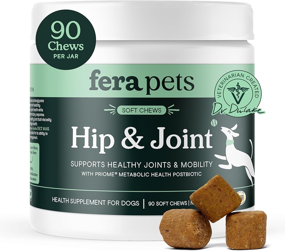 Fera Pets Hip & Joint Supplement for Dogs with Glucosamine, MSM, Chondroitin