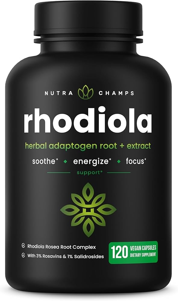 Rhodiola Rosea Supplement 600mg | 120 Vegan Capsules | Rhodiola Rosea Extract for Energy, Stress Relief, Mood and Focus - 300mg Pills by NutraChamps
