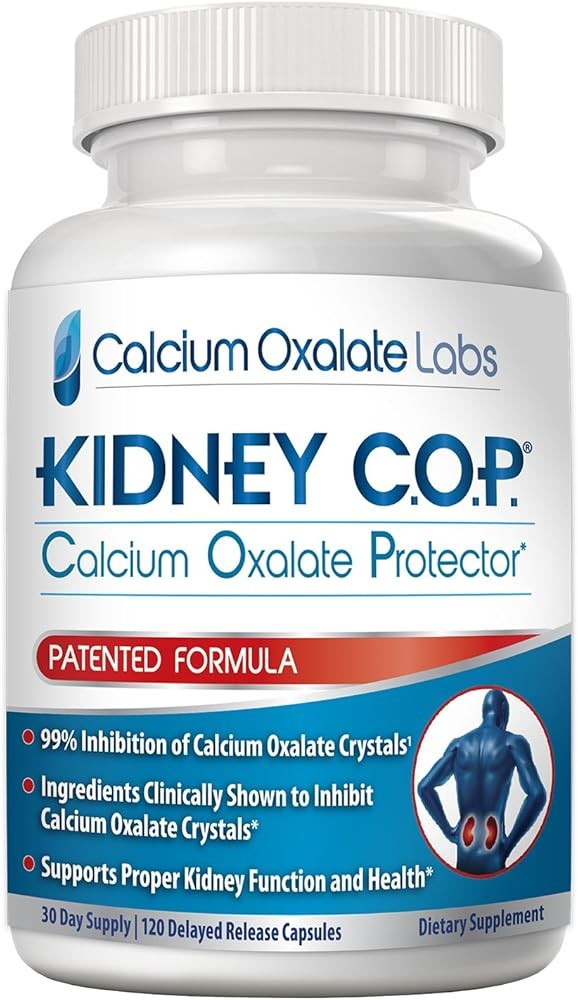 KIDNEY C.O.P. Calcium Oxalate Protector 120 Capsules, Patented Kidney Support for Calcium Oxalate Crystals, Stop Recu...