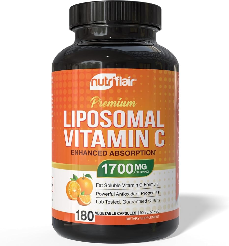 NutriFlair Liposomal Vitamin C 1700mg, 180 Capsules - High Absorption, Fat Solub