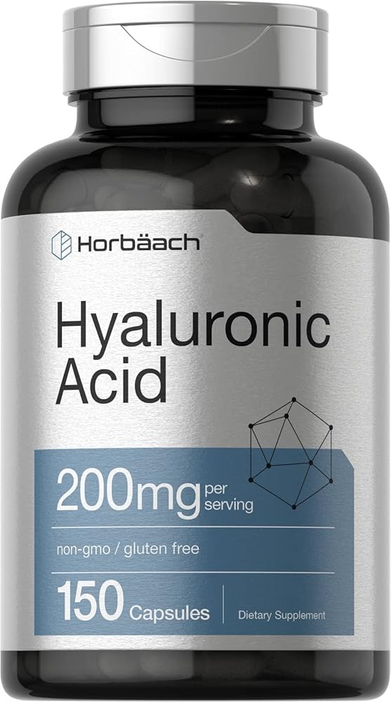 Horbäach Hyaluronic Acid Supplement | 200 mg | 150 Capsules | Non-GMO, Gluten Free | with Collagen, Biotin & Vitamin C