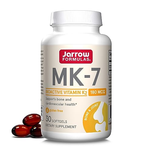 Jarrow Formulas MK-7 180 mcg - Bioactive Form of Vitamin K2-30 Servings (Softgels) - for Bone & Cardiovascular Health - Vitamin K2 MK-7 Dietary Supplement - Gluten-Free