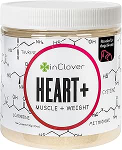 InClover Heart+ Dog and Cat Cardiac Health Supplement - Taurine Supplement for Dogs and Cats - Supports Heart & Immun...