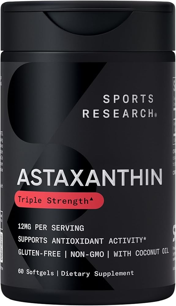 Sports Research Triple Strength Astaxanthin 12mg with Organic Coconut Oil