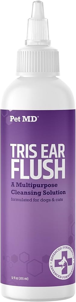 Pet MD Veterinary Tris Flush Cat & Dog Ear Cleaner - Dog Ear Flush - 12 oz