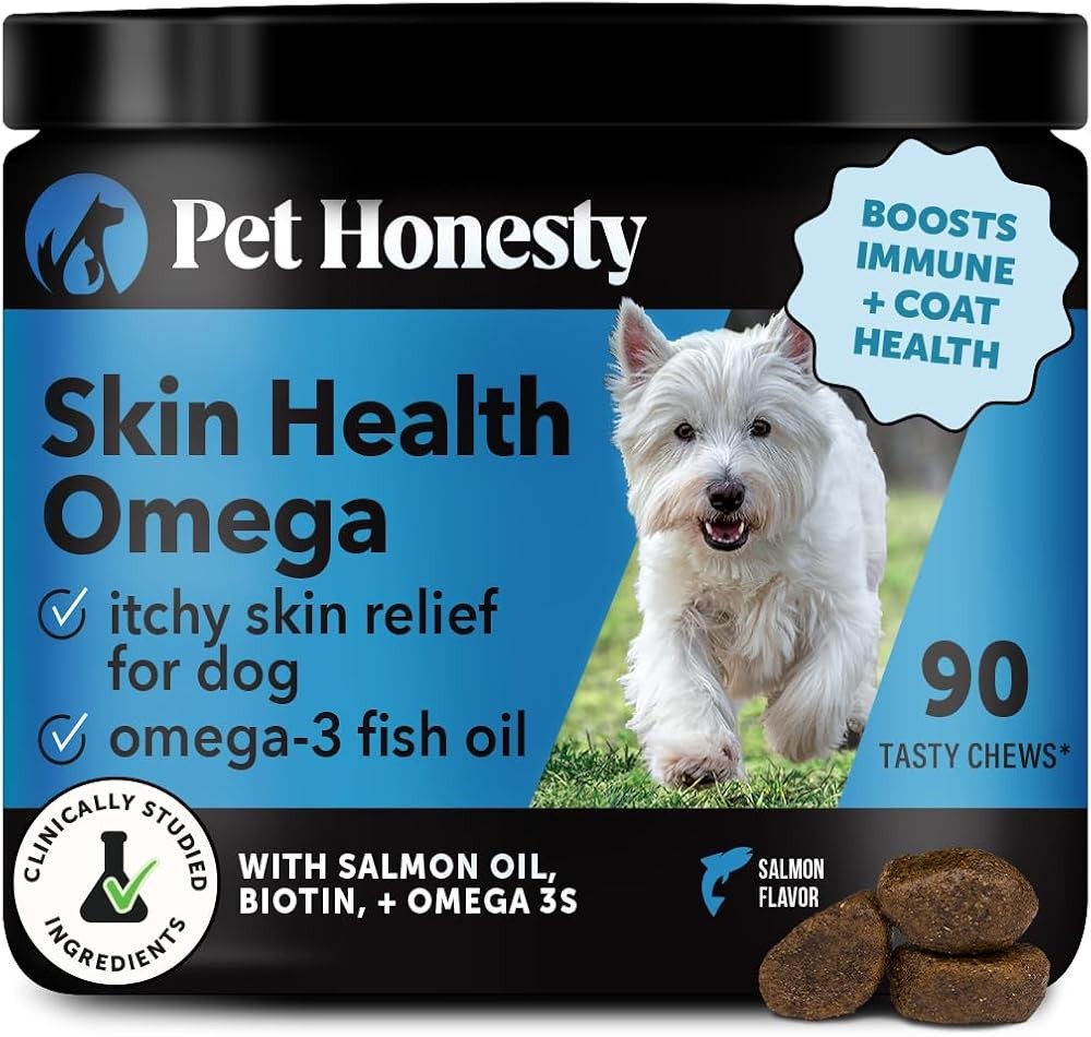 Pet Honesty Omega Skin Health Chews for Dogs, Alaskan Salmon Oil