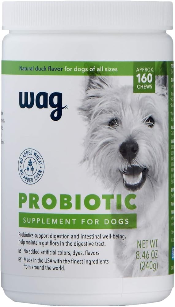 Amazon Brand - Wag Probiotic Supplement Chews for Dogs, Supports Digestive Health