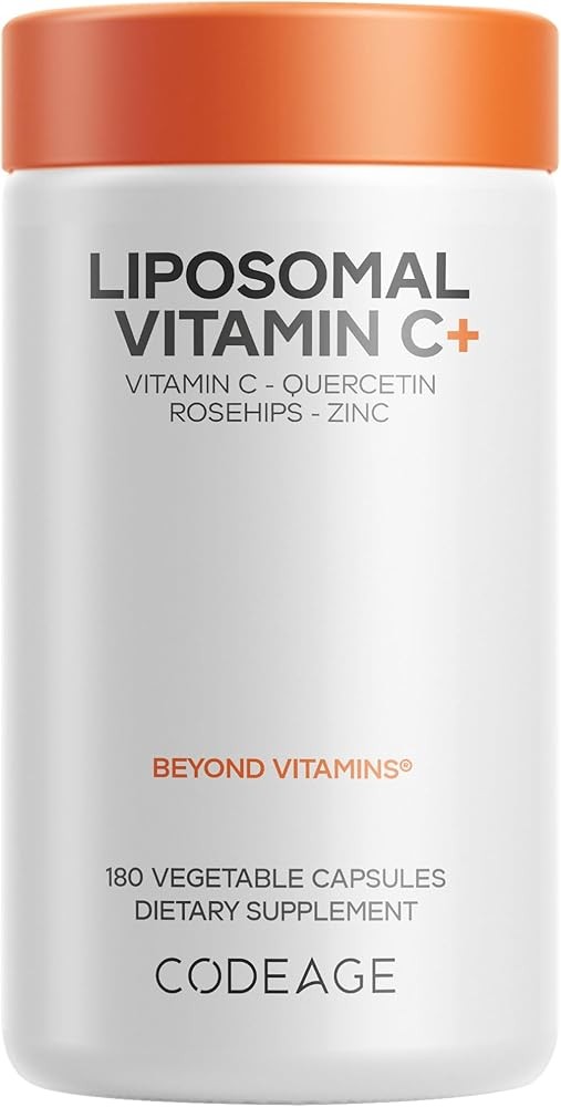 Codeage Liposomal Vitamin C 1500mg with Zinc, Elderberry, Citrus Bioflavonoids Grapefruit, Lemon, Orange Powder, Quer...