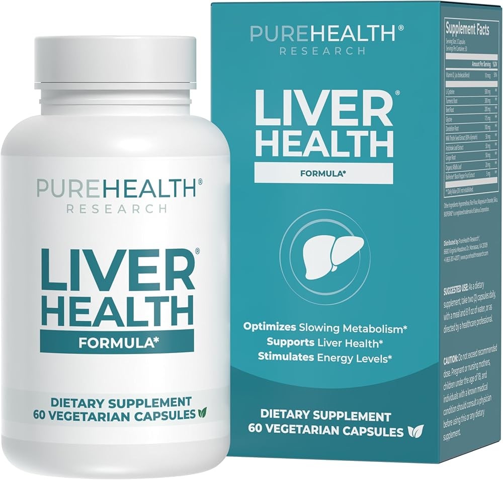 PUREHEALTH RESEARCH Liver Health – Liver Cleanse Detox & Repair with Artichoke Extract, Milk Thistle, Dandelion Root,...