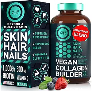 WILD FUEL Vegan Collagen Builder - Biotin, Organic Superfood, Amino Acids Glycine, Lysine, Proline Plant-Based Collag...