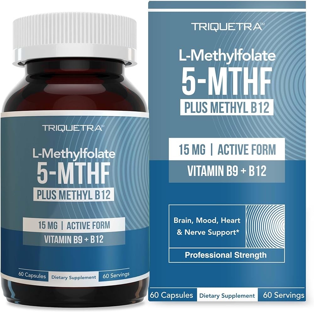 L Methyl Folate 15mg Plus Methyl B12 Cofactor – High Potency, Active 5-MTHF Form