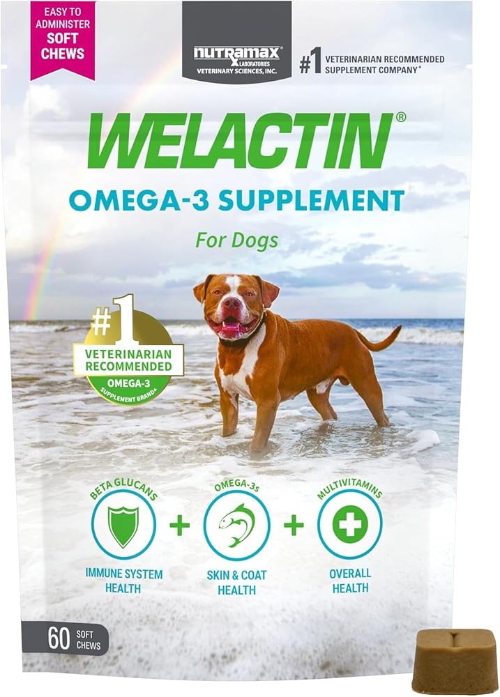 Nutramax Welactin Omega 3 Fish Oil for Dogs, Soft Chews, 60 Count