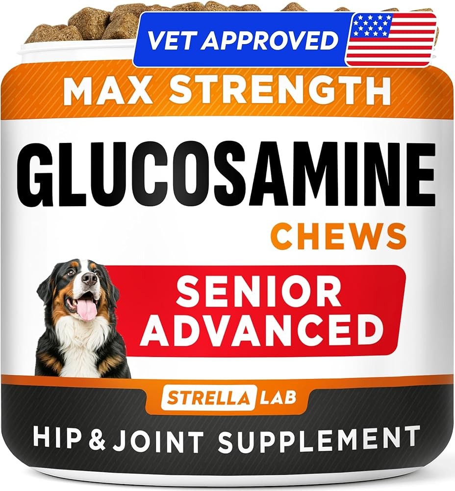 Senior Advanced Glucosamine Chondroitin Joint Supplement for Dogs - Hip & Joint Pain Relief Pills - Large & Small Breed - Hip Joint Chews Canine Joint Health - Chews Older Dogs - Bacon Flavor-120Ct