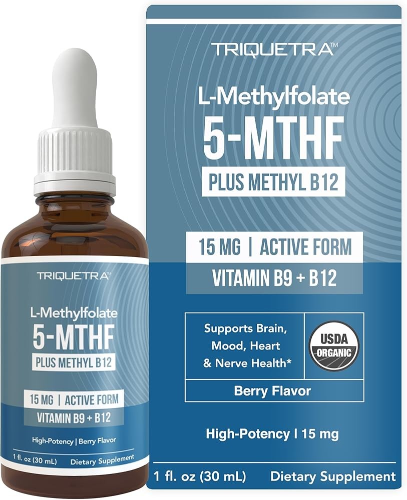 L Methyl Folate 15mg Plus Methyl B12 Cofactor – Organic Berry Flavor, High Poten