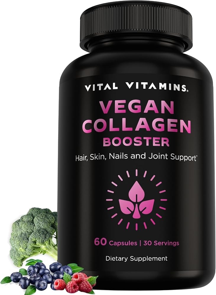 Vital Vitamins Vegan Collagen Booster - with Silica and Hyaluronic Acid - Plant-Based Collagen Supplements - Supports...