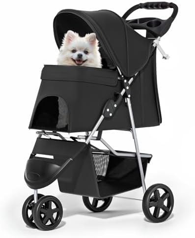 MoNiBloom Foldable 3-Wheel Pet Stroller (45 lbs)