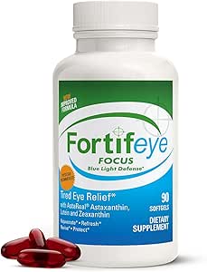 Fortifeye Focus Eye Care Supplement 90 Softgel Capsules - Triple Carotenoid Including Astaxanthin, Lutein, and Zeaxan...