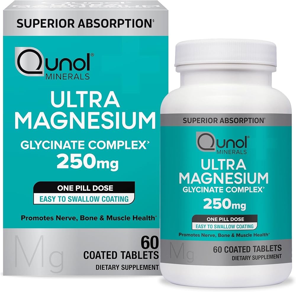 Qunol Magnesium Glycinate Complex, Gentle on Stomach, 250mg One Pill Dose, Super
