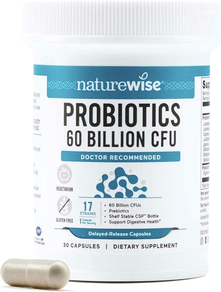 NatureWise Probiotics 60 Billion CFU - 17 Strains + Organic Prebiotics