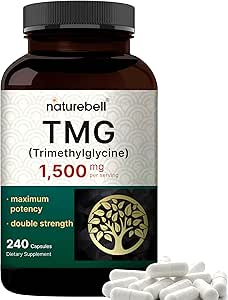 NatureBell TMG Supplements 1,500mg, 240 Capsules | Max Strength Betaine Anhydrous Trimethylglycine – Supports Healthy...