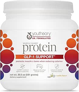 Youtheory Muscle Guard Protein GLP-1 Support - Whey Protein Powder Supplement - for GLP-1 Users - Supports Muscle & B...