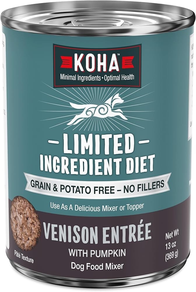 KOHA Limited Ingredient Diet Venison Entrée for Dogs - Dog Food Toppers for Picky Eaters - Grain Free Wet Dog Food with No Fillers - Sensitive Stomach Venison - 13 oz Pack of 12