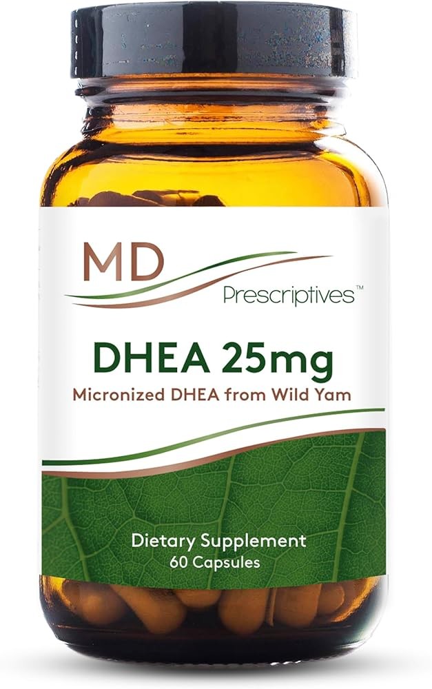 MD Prescriptives DHEA 25mg Dietary Supplement - Micronized from Natural Wild Yam - Supports Bone Health & Hormone Bal...