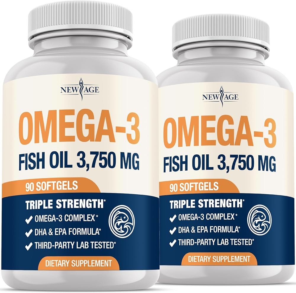 Triple Strength Omega 3 Fish Oil 3750 mg - EPA & DHA - Over 3000mg Omega-3 Fatty Acids - 1350mg EPA + 900mg DHA - Bes...