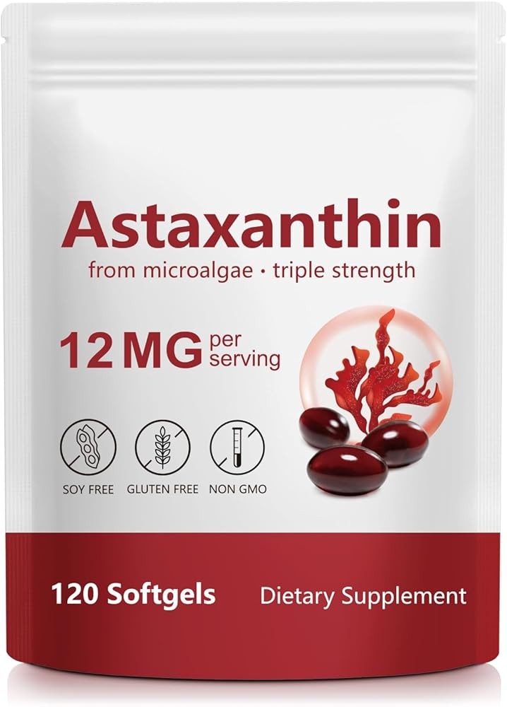 Astaxanthin Supplements 12mg for Eye, Joint & Skin Health