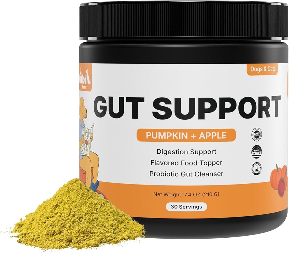 Pumpkin Gut Support for Dogs – Digestive Health Supplement with Natural Fiber & Probiotics, 30 Servings | Kubi Pets (30)