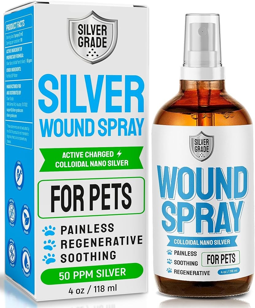 SILVER GRADE Wound Spray for Pets – Colloidal Silver Wound Care for Dogs & Cats – Helps with Skin Irritation, Hot Spo...