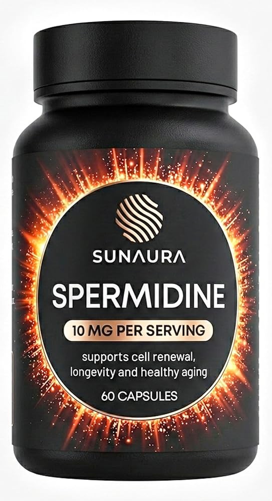 SUNAURA Spermidine Supplement 10 mg (Spermidine 3HCl) – High Potency Autophagy & Cellular Renewal Support – Longevity...